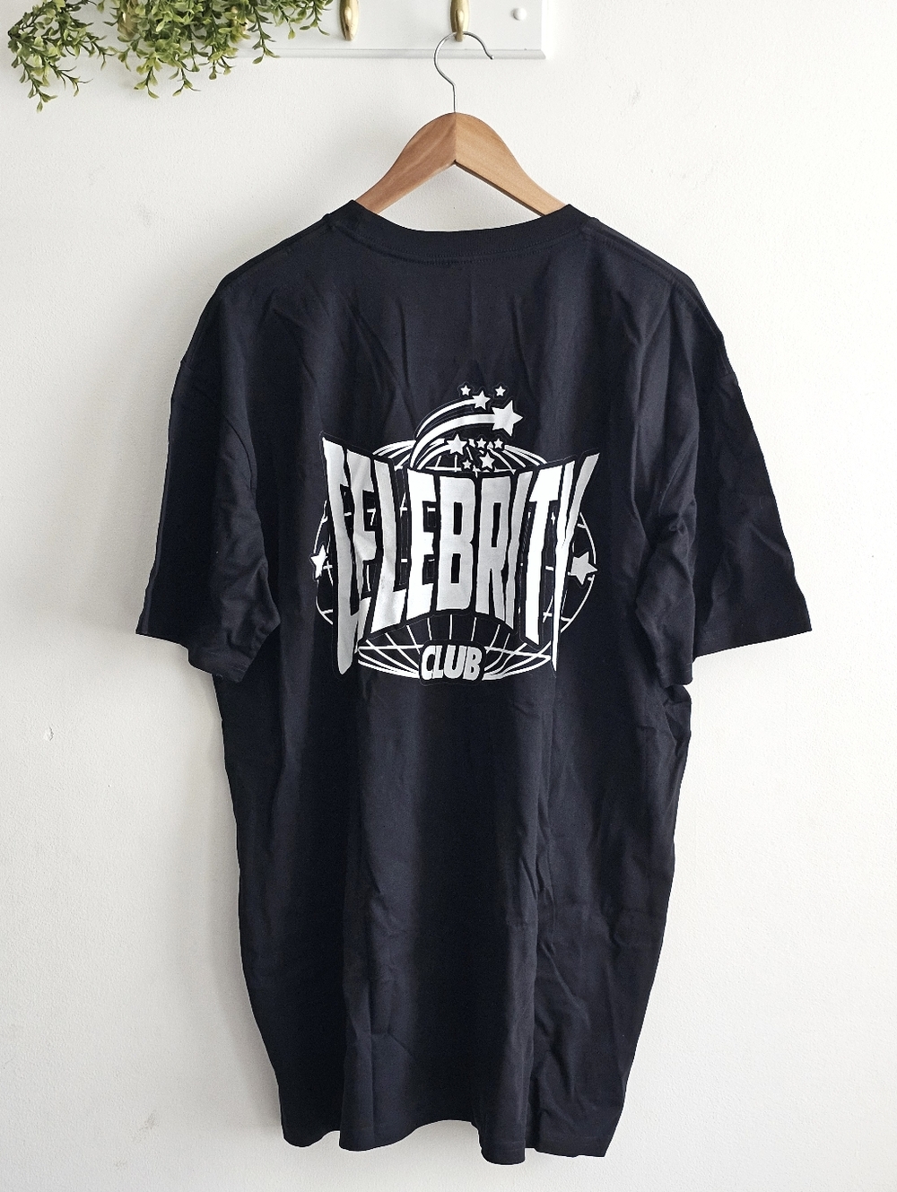 Celebrity Club Black Graphic T-Shirt 2XL Cotton Streetwear Logo Tee